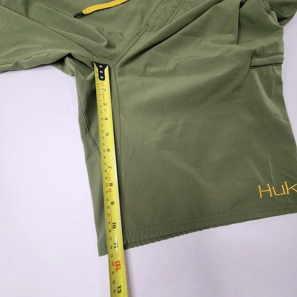 Huk Performance Mens 38 Fishing Outdoor Cargo Shorts Green Boardshorts